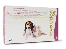 Antipulgas Revolution 6% 0,25ml para Cães e Gatos Filhotes até 2,5kg - 3 pipetas - Zoetis