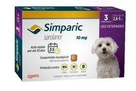 Antipulgas Simparic 10mg Caes 2,6 A 5 Kg - 3 Comp. Antipulgas Simparic 10mg Caes 2,6 A 5 Kg - 3 Comp.