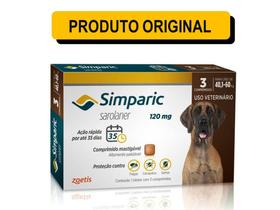Antipulgas Simparic 120mg Para Cães de 400 a 60kg - 3 Comprimidos
