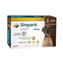 Antipulgas Simparic 120mg - Zoetis - Cães de 40,1 a 60kg - Proteção Eficaz - 1 Unidade
