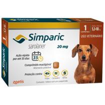 Antipulgas Simparic 20 mg para cães 5,1 a 10 kg 1 comprimido