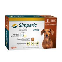 Antipulgas Simparic 20 mg para cães 5,1 a 10 kg - Zoetis - 3 unidades