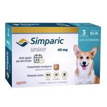 Antipulgas Simparic 40 mg para cães 10,1 a 20 kg - Zoetis - 3 unidades