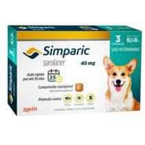 Antipulgas Simparic 40mg Para Cães 10,1-20kg com 3 comprimidos
