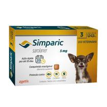 Antipulgas Simparic 5 mg para cães 1,3 a 2,5 kg - Zoetis - 3 unidades