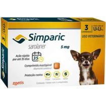 Antipulgas Simparic 5mg Para Cães 1,3 a 2,5kg 3 comprimidos - Zoetis
