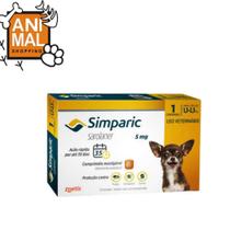 Antipulgas Simparic 5mg - Para Cães de 1,3 a 2,5kg - 1 Comprimido