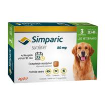 Antipulgas Simparic 80 mg para cães 20,1 a 40 kg - Zoetis - 3 unidades
