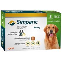 Antipulgas Simparic 80mg - Zoetis - Cães de 20,1 a 40kg - Proteção Eficaz - 1 Unidade Antipulgas Simparic 80mg - Zoetis - Cães de 20,1 a 40kg - Proteção Eficaz - 1 Unidade