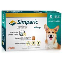 Antipulgas Simparic Caixa 3 Comprimidos 40Mg (10,1 Kg - 20 Kg)