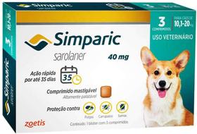 Antipulgas Simparic para cães 10,1 a 20 kg com 3 tabletes