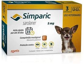 Antipulgas Simparic para cães 1,3 a 2,5 kg com 3 tabletes