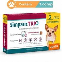 Antipulgas Simparic Trio 3mg Cães 1,25 a 2,5kg 3 Comprimidos Antipulgas Simparic Trio 3mg Cães 1,25 a 2,5kg 3 Comprimidos