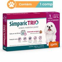 Antipulgas Simparic Trio 6mg Cães 2,6 a 5kg 1 Comprimido Antipulgas Simparic Trio 6mg Cães 2,6 a 5kg 1 Comprimido