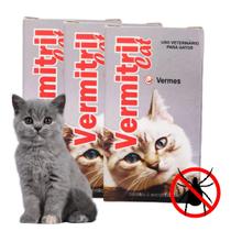 Antipulgas, Vermífugo e Giarcida - 12 Comprimidos Mastigáveis para Gatos - Combate Carrapatos e Pulgas - Sabor Carne