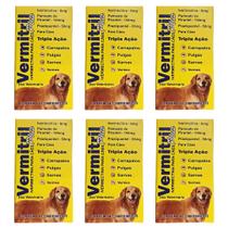 Antipulgas, Vermífugo e Giarcida - 24 Comprimidos Mastigáveis para Cães de até 30kg - Combate Carrapatos e Pulgas - Sabor Carne