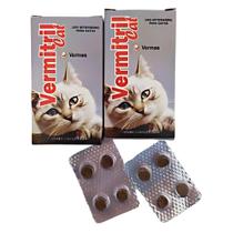 Antipulgas, Vermífugo e Giarcida - 8 Comprimidos Mastigáveis para Gatos - Combate Carrapatos, Vermes e Pulgas - Sabor Carne