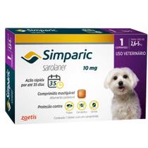 Antipulgas Zoetis Simparic 10 mg para Cães 2,6 a 5 kg - 1 Comprimido