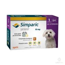 Antipulgas Zoetis Simparic 10mg para Cães 2,6 a 5Kg - 1 Comprimido