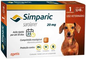 Antipulgas Zoetis Simparic 20 Mg para Cães 5,1 A 10 Kg - 1 Comprimido