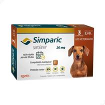 Antipulgas Zoetis Simparic 20mg Cães De 5,1kg A 10kg 3 Comprimidos Antipulgas e Carrapato Sarna