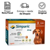 Antipulgas Zoetis Simparic 20mg Cães de 5,1kg a 10Kg 3 comprimidos