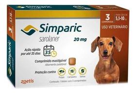 Antipulgas Zoetis Simparic 20mg Cães De 5,1kg A 10kg 3 Comprimidos Antipulgas Zoetis Simparic 20mg Cães De 5,1kg A 10kg 3 Comprimidos