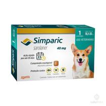 Antipulgas Zoetis Simparic 40 mg para Cães 10,1 a 20 Kg - 1 Comprimido
