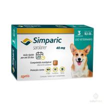 Antipulgas Zoetis Simparic 40mg para Cães 10,1 a 20 Kg - 3 Comprimidos