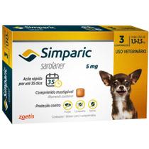 Antipulgas Zoetis Simparic 5 mg para Cães 1,3 a 2,5 Kg - 3 Comprimidos
