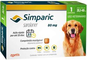 Antipulgas Zoetis Simparic 80 Mg para Cães 20,1 A 40 Kg - 1 Comprimido