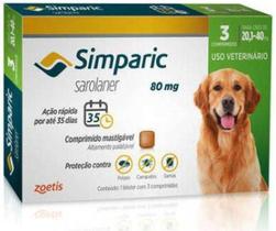 Antipulgas Zoetis Simparic 80 Mg Para Cães 20,1 A 40 Kg