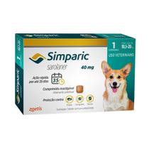 Antipulgas Zoetis Simparic Cães De 10,1 A 20Kg - 1Cp De 40Mg