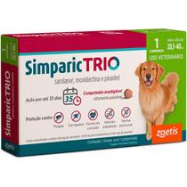 Antipulgas Zoetis Simparic Trio 48mg para Cães de 20,1 Kg a 40 Kg - Embalagem com 1 Comprimido Antipulgas Zoetis Simparic Trio 48mg para Cães de 20,1 Kg a 40 Kg - Embalagem com 1 Comprimido