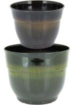 Antique cachepô plástico preto 2pç