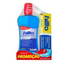 Antisséptico Bucal Hillo Menta Leve 500ml Pague 350ml + Creme Dental Hillo Máxima Proteção Anticáries 70g
