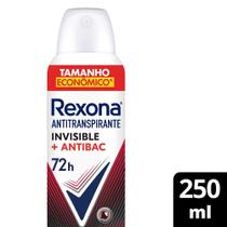 Antitranspirante Aerosol Rexona Invisible + Antibac 250ml Antitranspirante Aerosol Rexona Invisible + Antibac 250ml