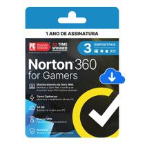 Antivírus Norton 360 Gamers 3 Dispositivos 12 Meses Digital ESD