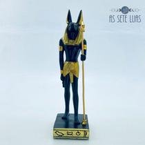 Anúbis Preto e Dourado em Resina - 22,5 cm