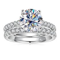 Anuclub Conjunto De Anel De Noivado, Moissanite 9mm3ct,925