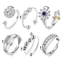 Anxiety Fidget Rings Aucuu, 6 peças para mulheres, ajustáveis e abertos