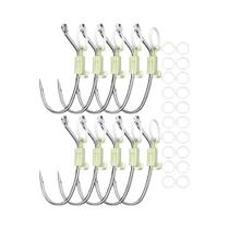 Anzóis De Pesca Luminosos De Aço Carbono Com Espinhos, 10 Peças, Suporte Para Isca Camarão Para
