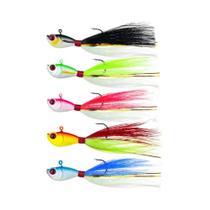 Anzol Bucktail Com Cabeça Jig Pesada 5 Peças Isca Artificial Para Arremesso 14g-56g Olho 3D Swimbait
