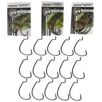 Anzol Pesca OffSet Crown 2/0 4/0 e 6/0 Kit Anzol Completo