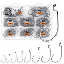 Anzuelos para Pesca UCEC EWG Offset para Gusanos Bass 140PCS