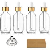 AOZITA Kit com 4 Frascos Conta-gotas de Vidro 60ml com Funil