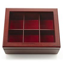 Apace Living Tea Box - Baú de Armazenamento de Chá de Madeira de Luxo da The Premier Collection - 6 Recipiente Organizador de Sacos de Chá de Compartimento Ajustável - Elegantemente Feito à Mão com Janela Resistente a Riscos