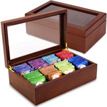 Apace Living Tea Box - Baú de Armazenamento de Chá de Madeira de Luxo da The Premier Collection - 8 Recipiente Organizador de Sacos de Chá de Compartimento Ajustável - Elegantemente Feito à Mão com Janela Resistente a Riscos