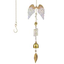 Apanhador de luz solar Crystal Angel Wings com decoração de sino Apanhador de luz solar Crystal Angel Wings com decoração de sino