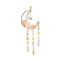 Apanhador De Sol De Cristal Arco-Íris Com Lua E Estrela, Decoração De Parede, Cristais De Cura,